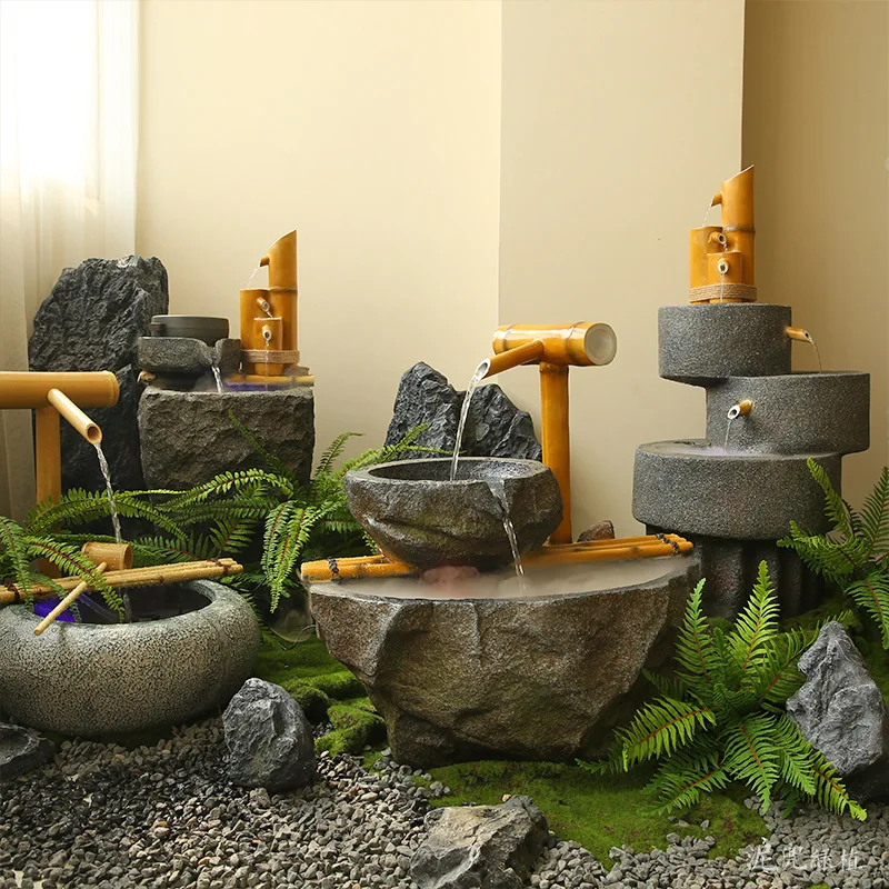 DSA simulation stone rockery flowing water Zen ornament fish pond landscape floor-to-ceiling landscape furnishings