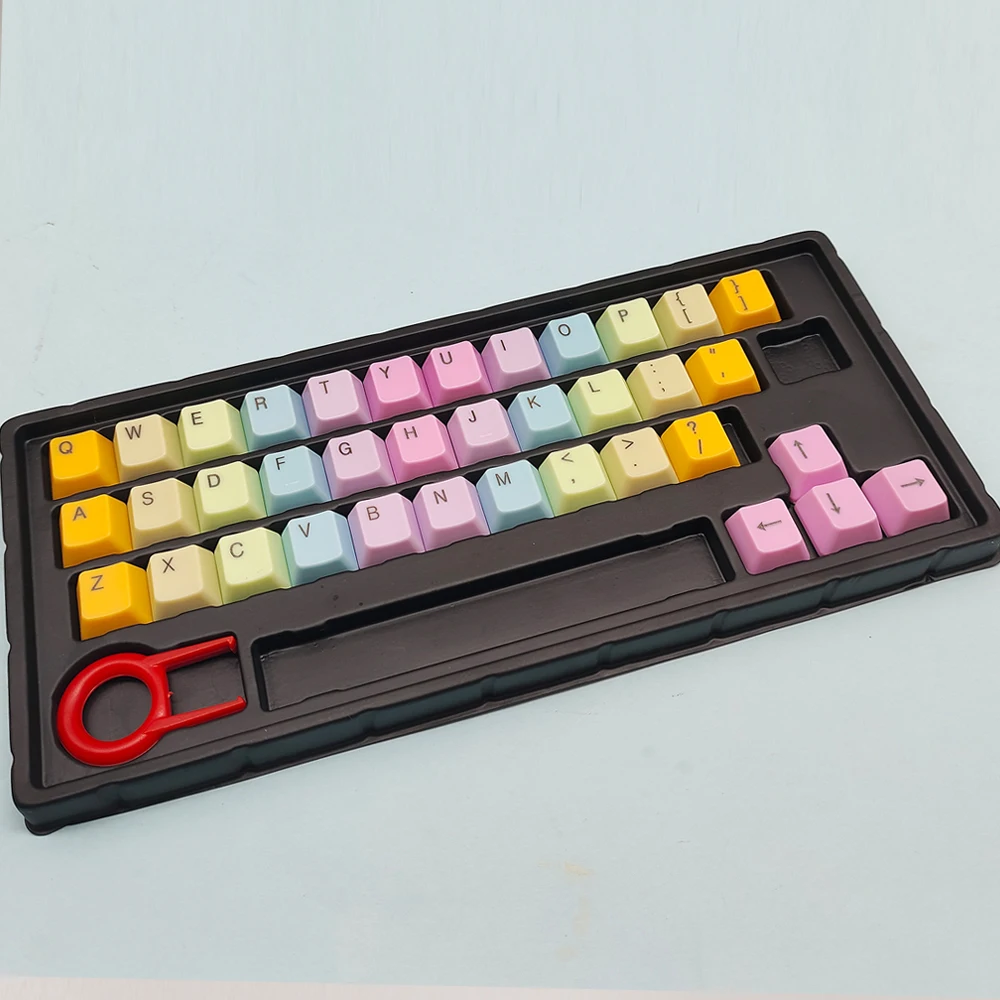 37 Tasten/Set, helle Farbe, positive Seite, Regenbogen-Tastenkappen, Cherry MX Cross Axis mechanische Tastatur, transparente PBT-Tastenkappe