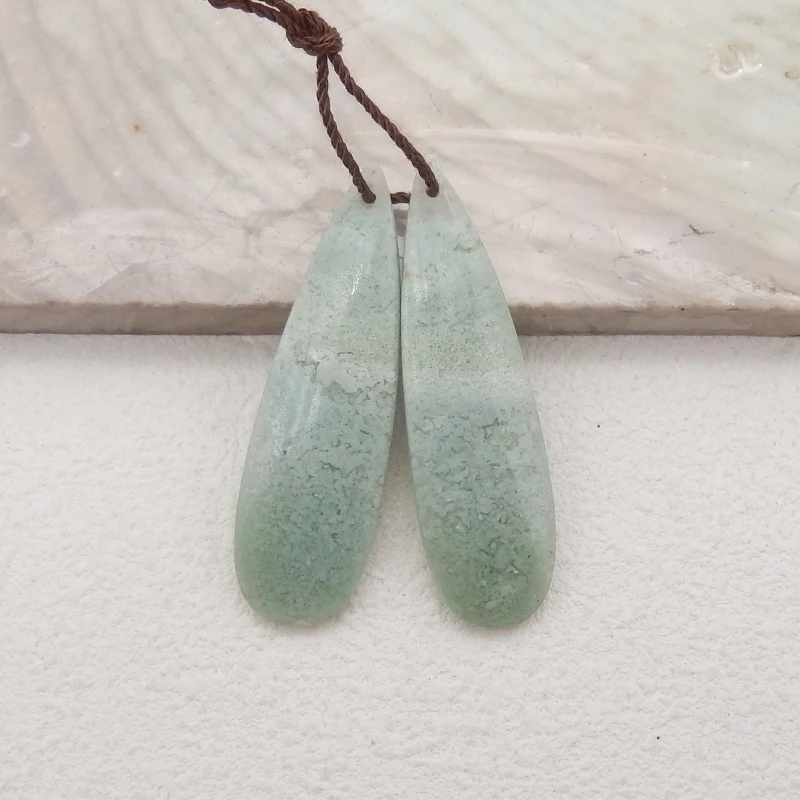 Hot Sale Natural Stone Green Chalcedony Beauty Jewelry Women Earring Beads Jewelry DIY Making 40x12x4mm 4.8g