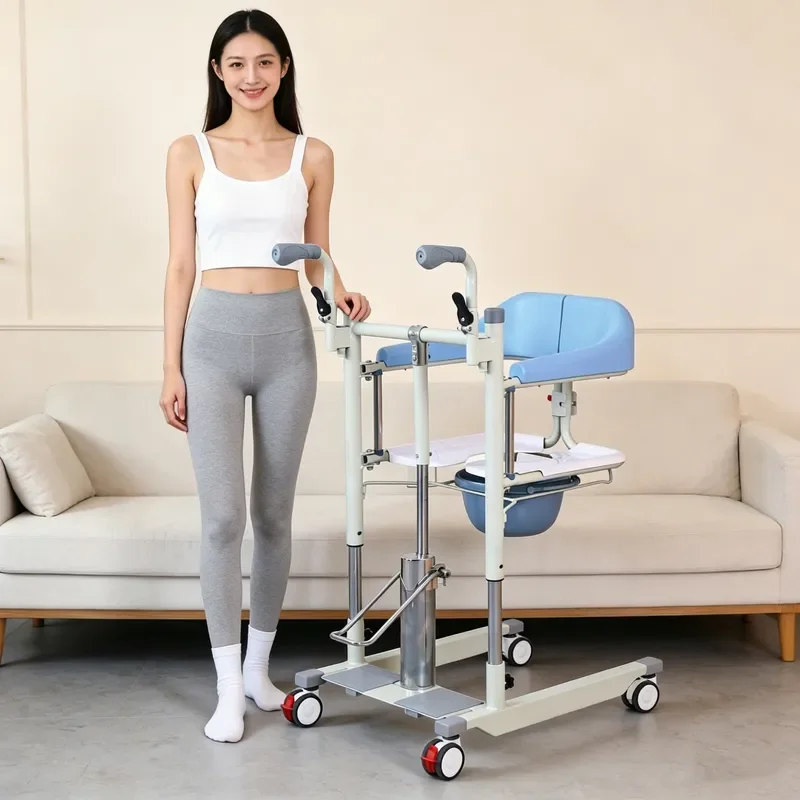 Multifunctional Patient Lifter Transfer Aid for Elderly Disabled Bedridden Adults Mobility Assist Device with Commode Chair