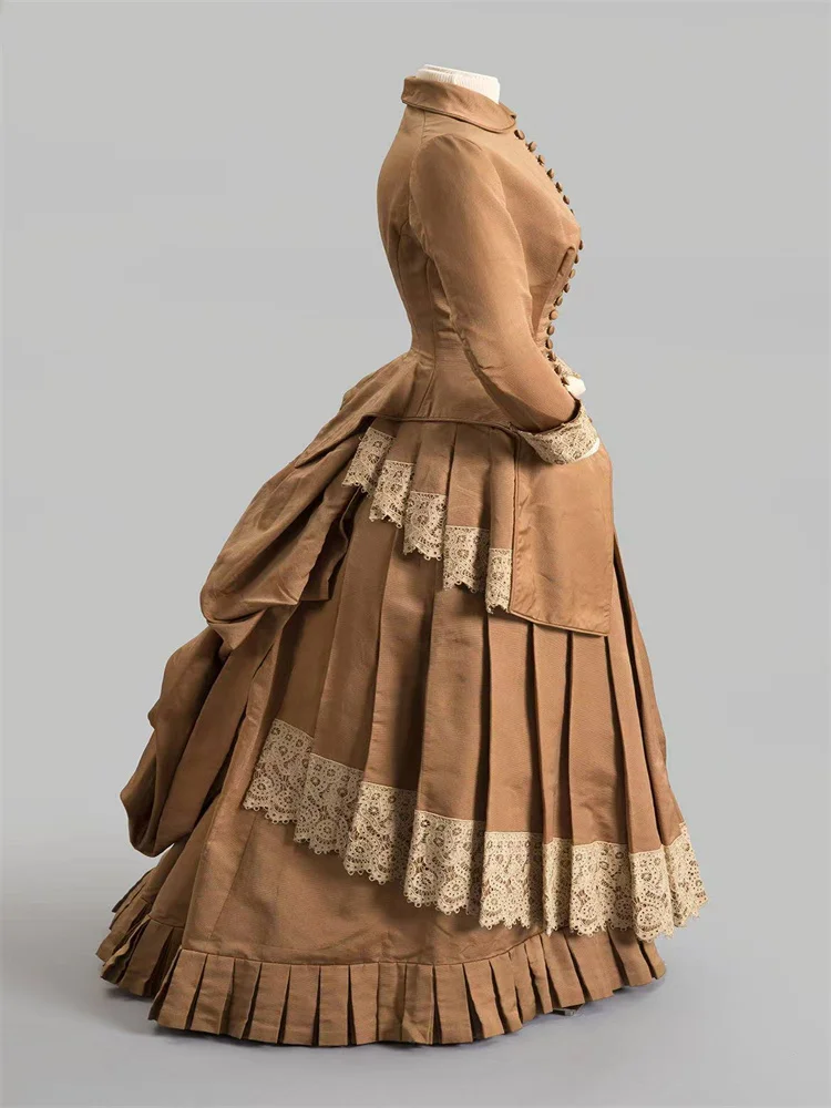 1860s Victorian Edwardian Cosplay Bustle Ball Gown Victorian Walking Day Outfits Fashion Dress