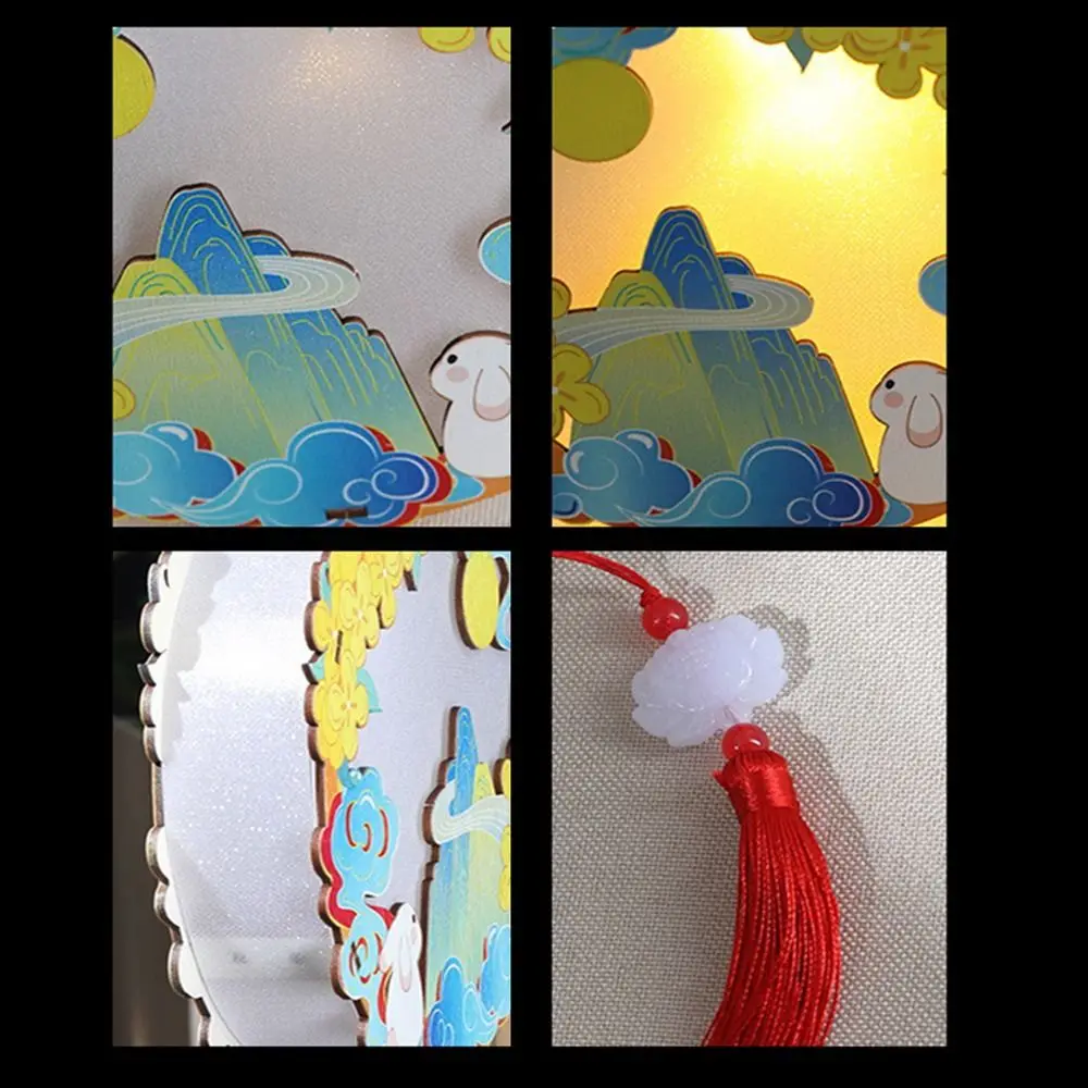 Creative Middle Autumn Festival Lantern Wooden Portable Festival Lantern Material Pack Handmade Three-dimensional