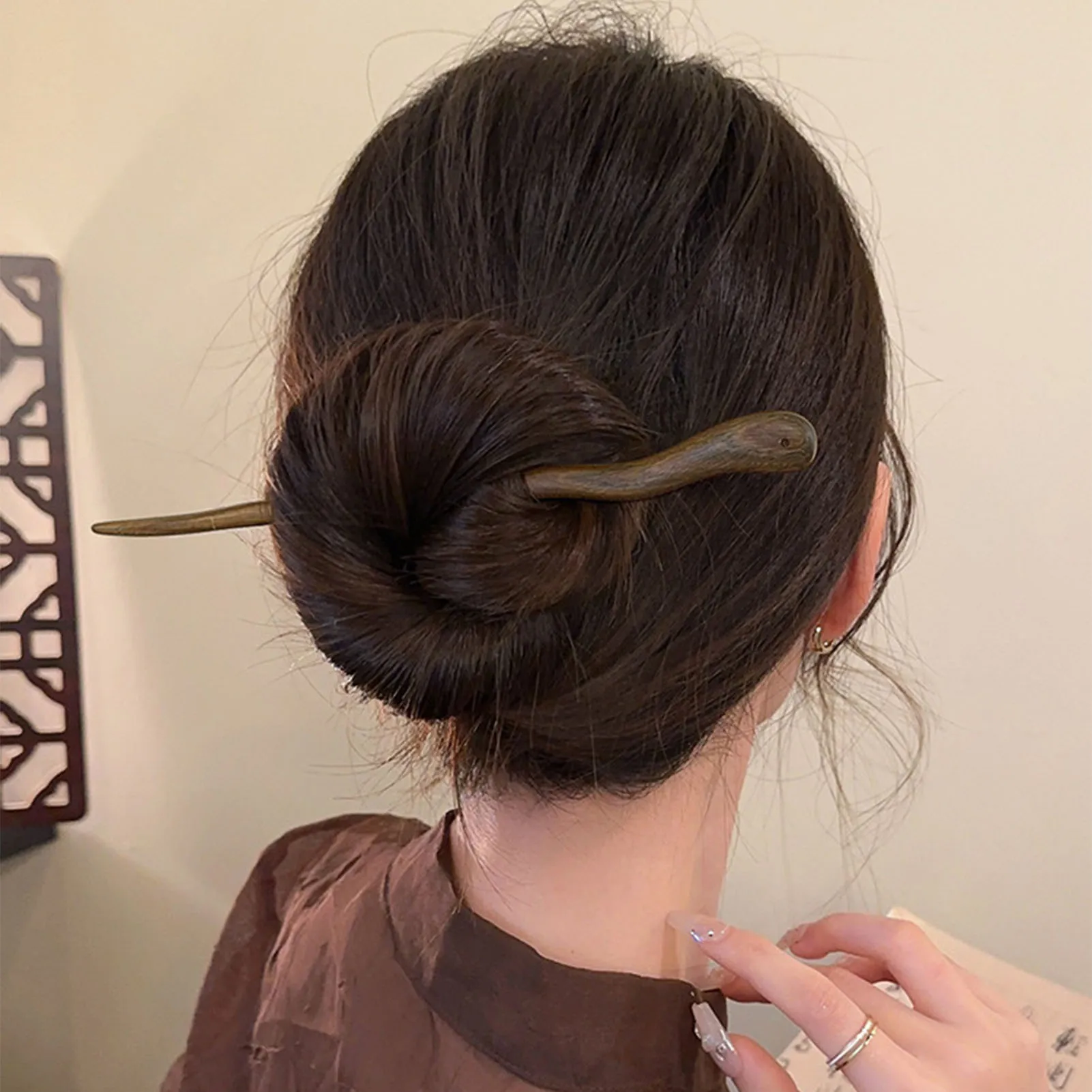 Chinese Wood Hair Stick Simple Girla Daily Hairpin Chopstick Vintage Han Costume Headpiece For Women Classic Hair Bun Jewelry