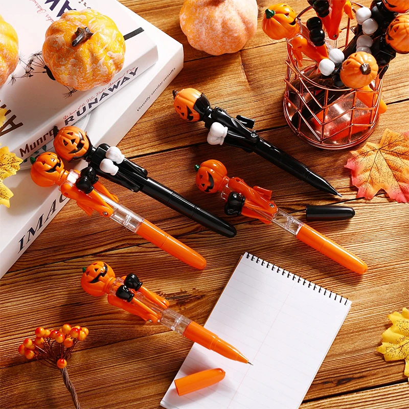 Imagem -02 - Halloween Caneta Esferográfica com Luz Pumpkin Pen com Lâmpada Adorável Canetas de Boxe 30 Pcs