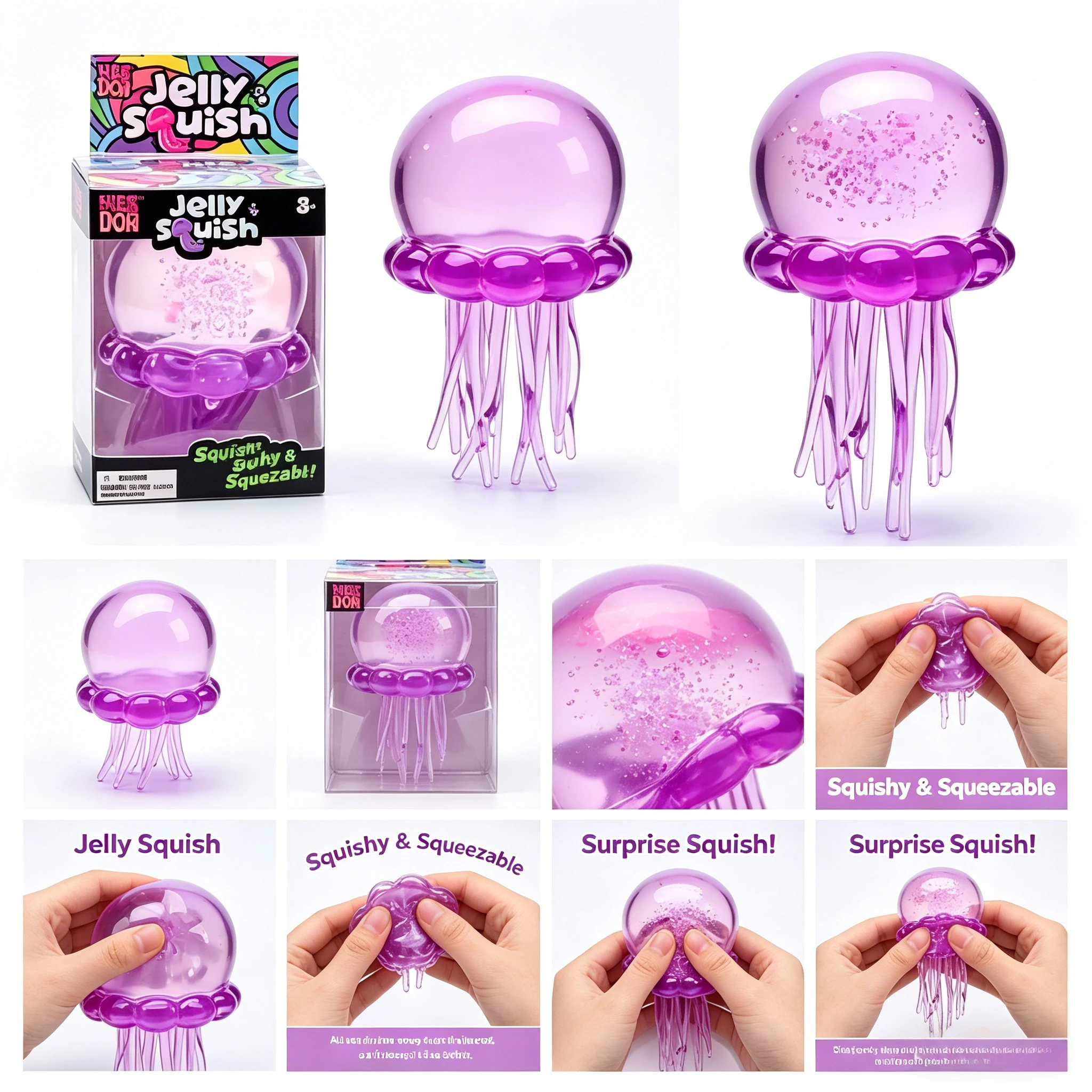 

Needoh Fuzz Ball Jellyfish Squishy Blind Box Random Color Soft Stress Relief Toy Cute Relaxing Squeeze Sensory Toy
