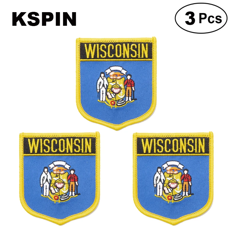 U.S.A Wisconsin Shiled Shape flag patches national flag patches for Cothing DIY Decoration