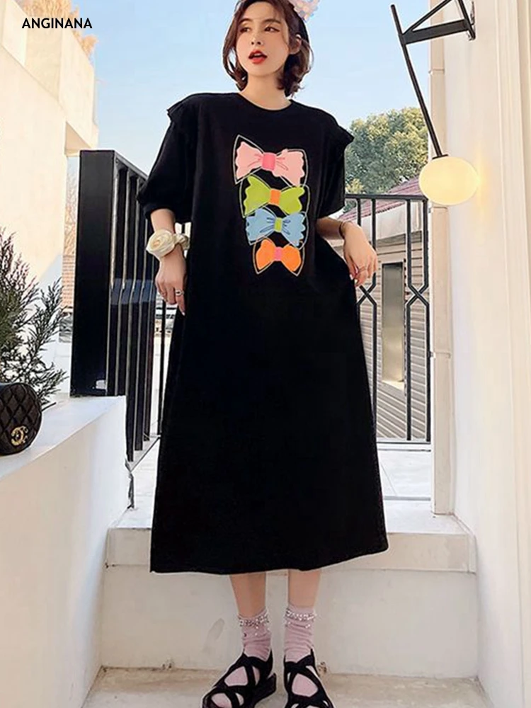 

Summer Oversized 10xl 150kg Dress Large 2XL 4xl 6xl Round Neck Short Sleeve Loose Casual big Black Long Dress