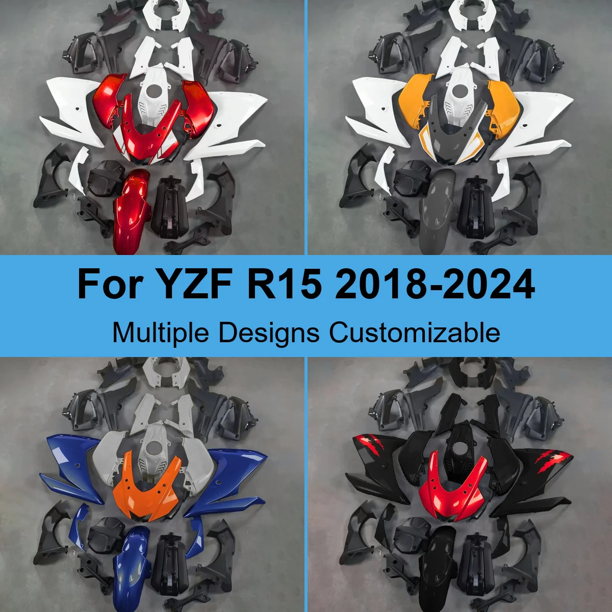 Fairing Body Panels Kit for Yamaha YZF R15 2018-2024 V3 V4 155cc Injection Molded Full Body Panels Cowling Covers
