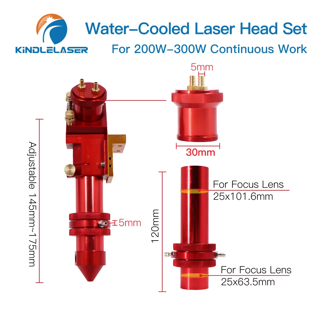 Set testina laser con interfaccia di raffreddamento ad acqua Specchio Dia.30/Lente Dia.25 Lunghezza focale Supporto per montaggio integrativo da