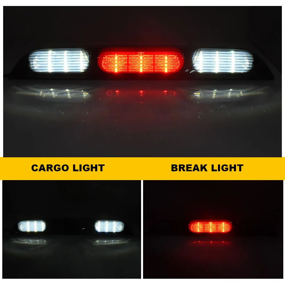 Smoke 3rd Tail Stop Cargo Light for Ford 2015-2017 F150 Black LED Third Brake Rear