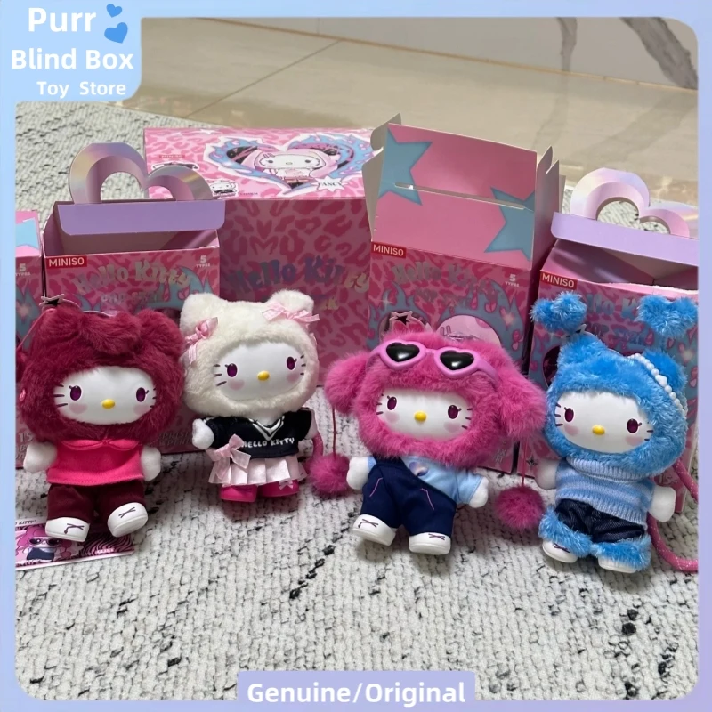 

Authentic Miniso Doll Mystery Box Hellokitty Popstar Series Vinyl Blind Box Fluffy Pendant Toy Hot Room Ornament Kid Friend Gift
