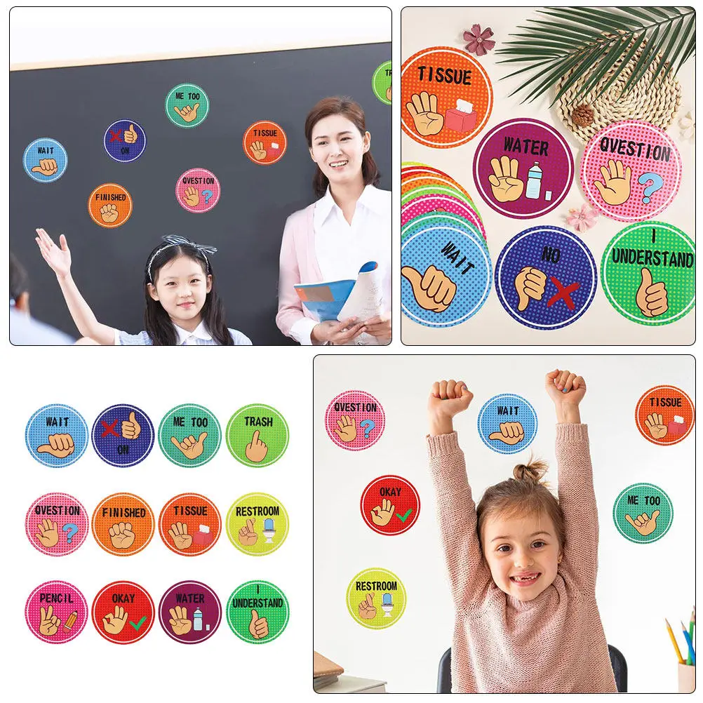

1Set Classroom Hand Signal Posters Colorful Educational Visual Cues Nonverbal Communication for Kindergarten Elementary