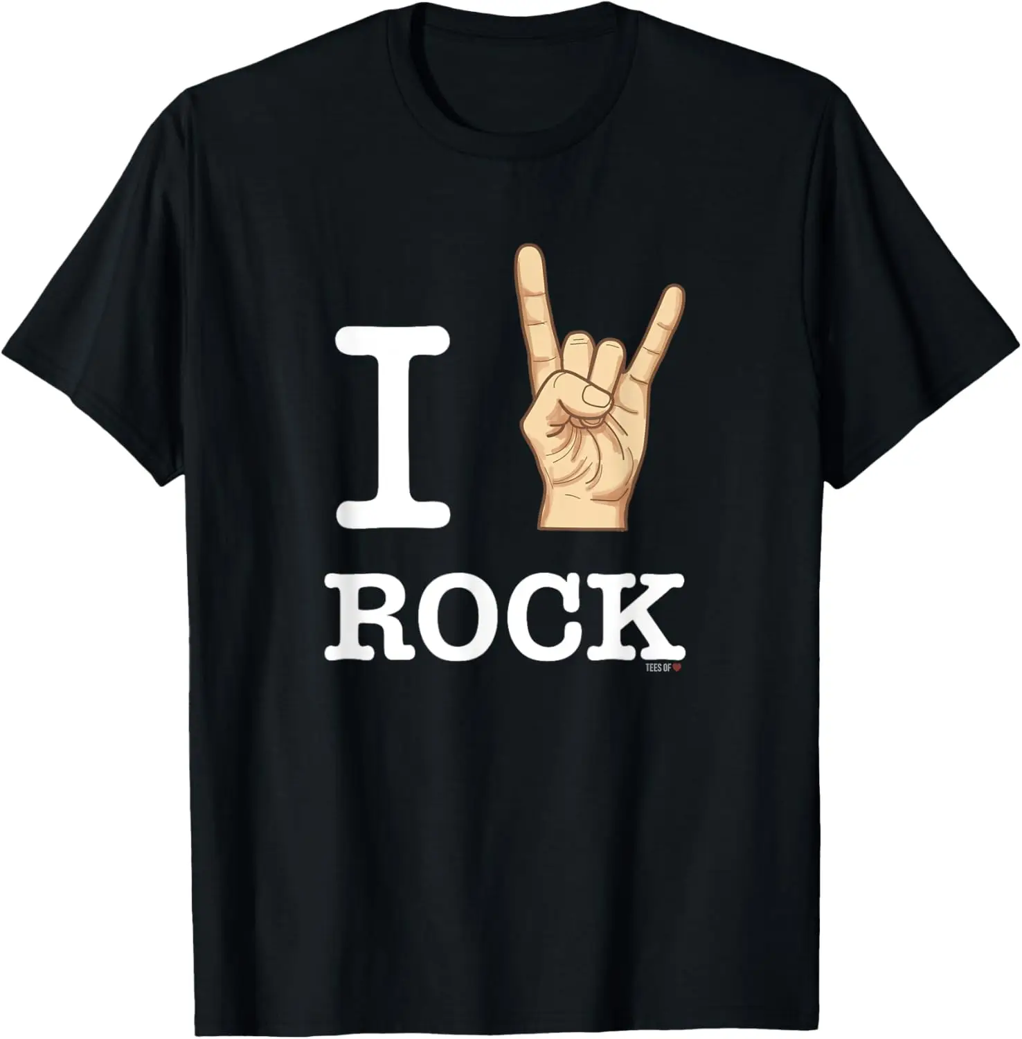 Camiseta I Love Rock Music blanca, camiseta con signo de mano Rock On Horn