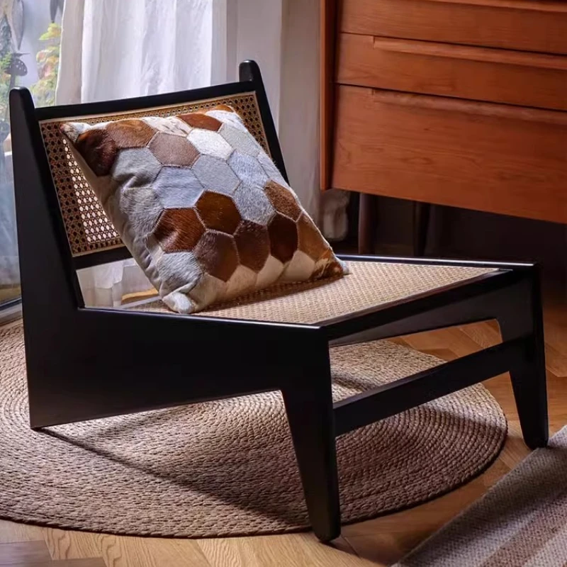Nordic Solid Wood Rattan Woven Armchair Designer Kangaroo Chairs Practical Versatile  Seat Homestay Living Room Furniture