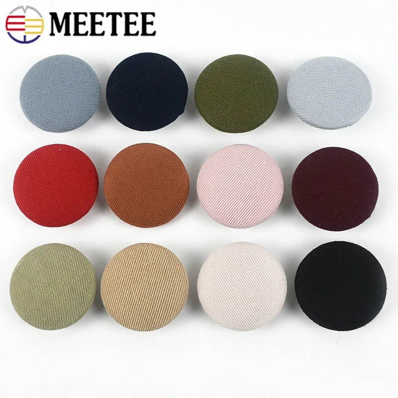 20Pcs Meetee 11-30mm Round Cloth Covered Button Decorative Shank Buttons for Suit Coat Dress Clothes Sewing Buckle Accessories