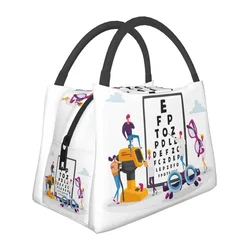 Optician Optometrist Lunch Bag Women Cooler Warm Insulated Eye Test Snellen Chart Lunch Box for Work Pinic Food Tote Bags