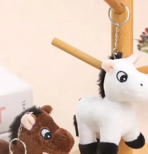 1 pçs dos desenhos animados pônei pingente de pelúcia animal cavalo brinquedo chaveiro mochila ornamentos pendurado decoração