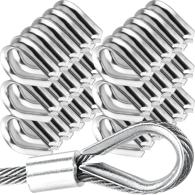 M2-M8 Cable Wire Rope Clamp Stainless Steel Thimbles Rigging Ring Protective Sleeve Clips for Lifting Hanging Securing Hardware