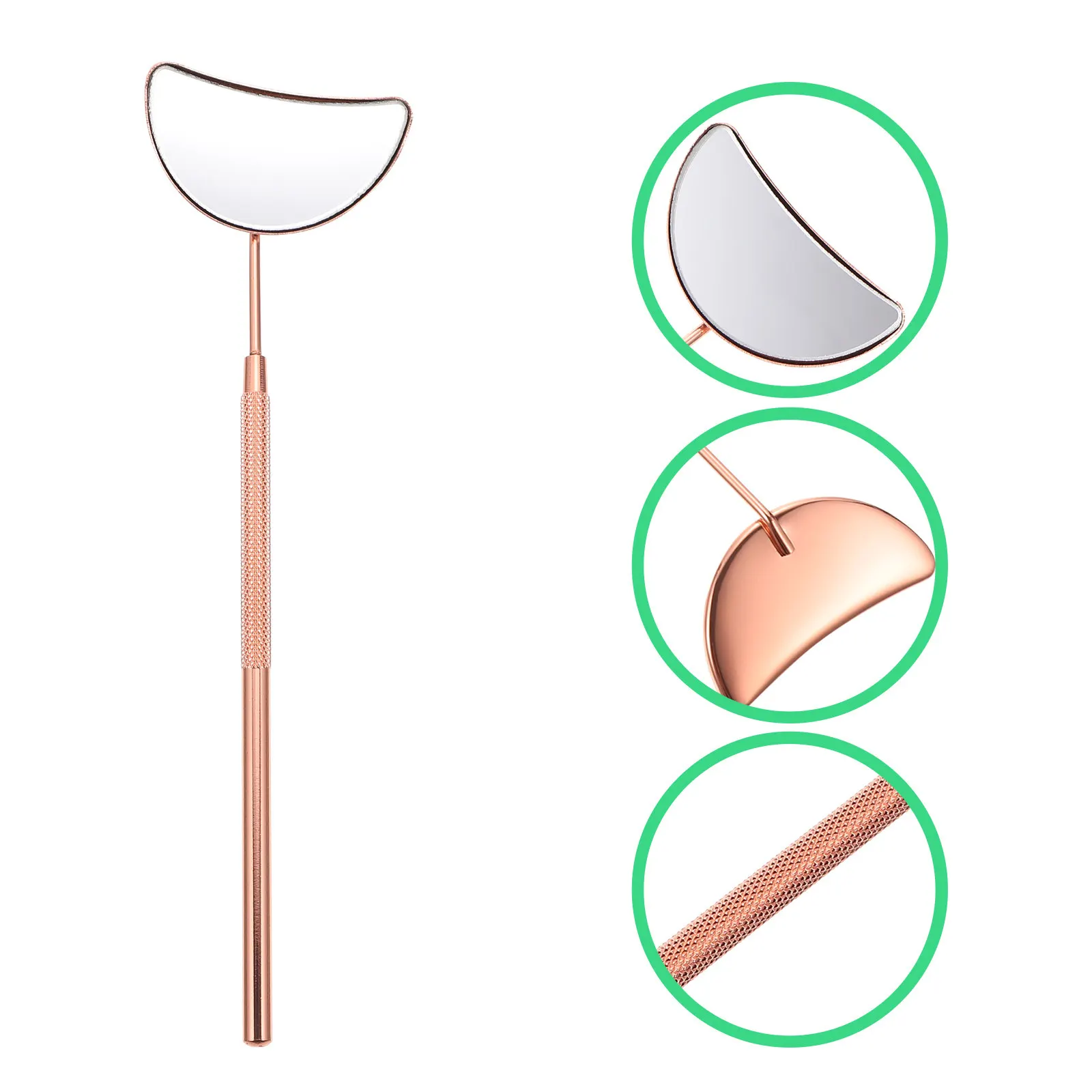 1Pcs Eyelash Check Mirror Stainless Steel Crescent Design Anti-Fog Eyelash Extensions Portable Makeup Tool Beauty Salon Supply