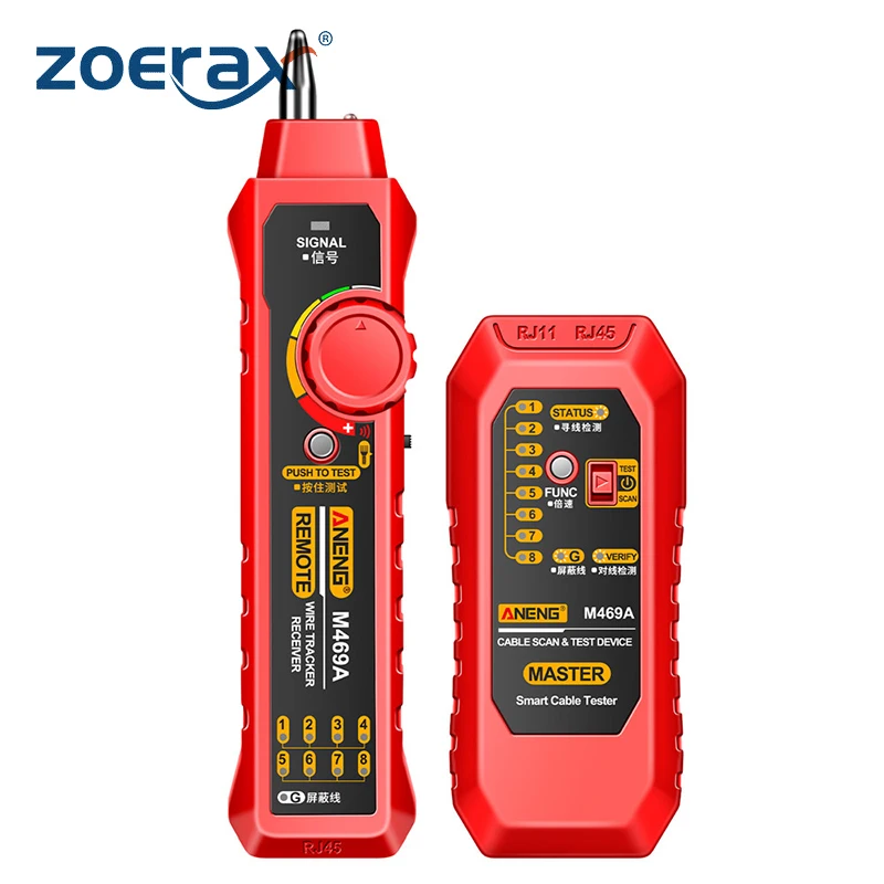 ZoeRax Network Cable Tester, RJ11 RJ45 Line Finder, Wire Tracker Multifunction with Probe, Ethernet LAN Network Cable