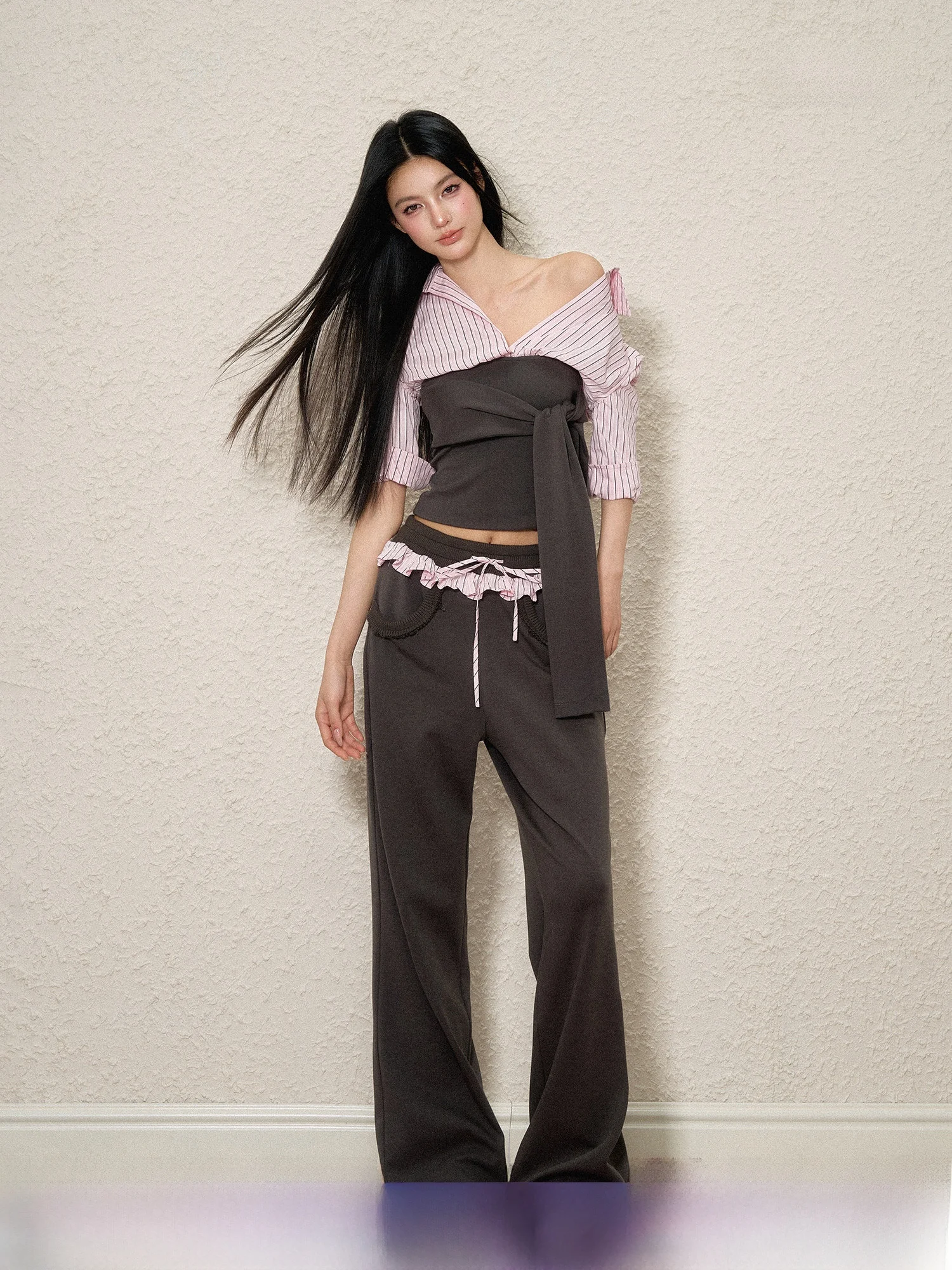 

AGAM оригинальные повседневные цветные свободные женские спортивные штаны с поясом, дизайн из смеси хлопка, удобный топ с полосками на талии