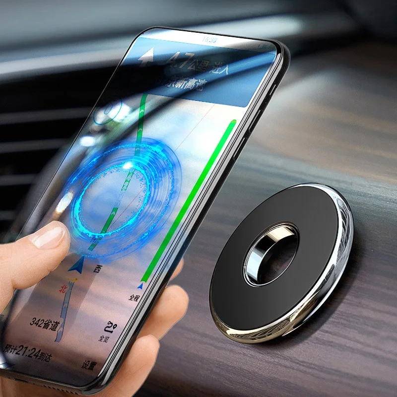 Universal Magnetic Car Phone Holder Stand Round Magnet Car Mount Bracket GPS Smartphone Mobile Support In Car Bracket for IPhone image 2