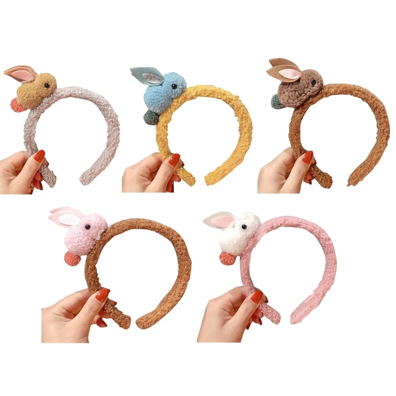 Plush Bunny Headband Cute Rabbit Decors Hairhoop for Daily Wearing Costume Cosplays Party Women Girls Hair Accessories