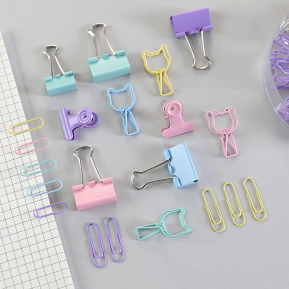 Paper Clips 84Pcs Excellent Multifunctional Mini  Cartoon Cat Heart Document Paper Notepad Binding Clips Office Supplies