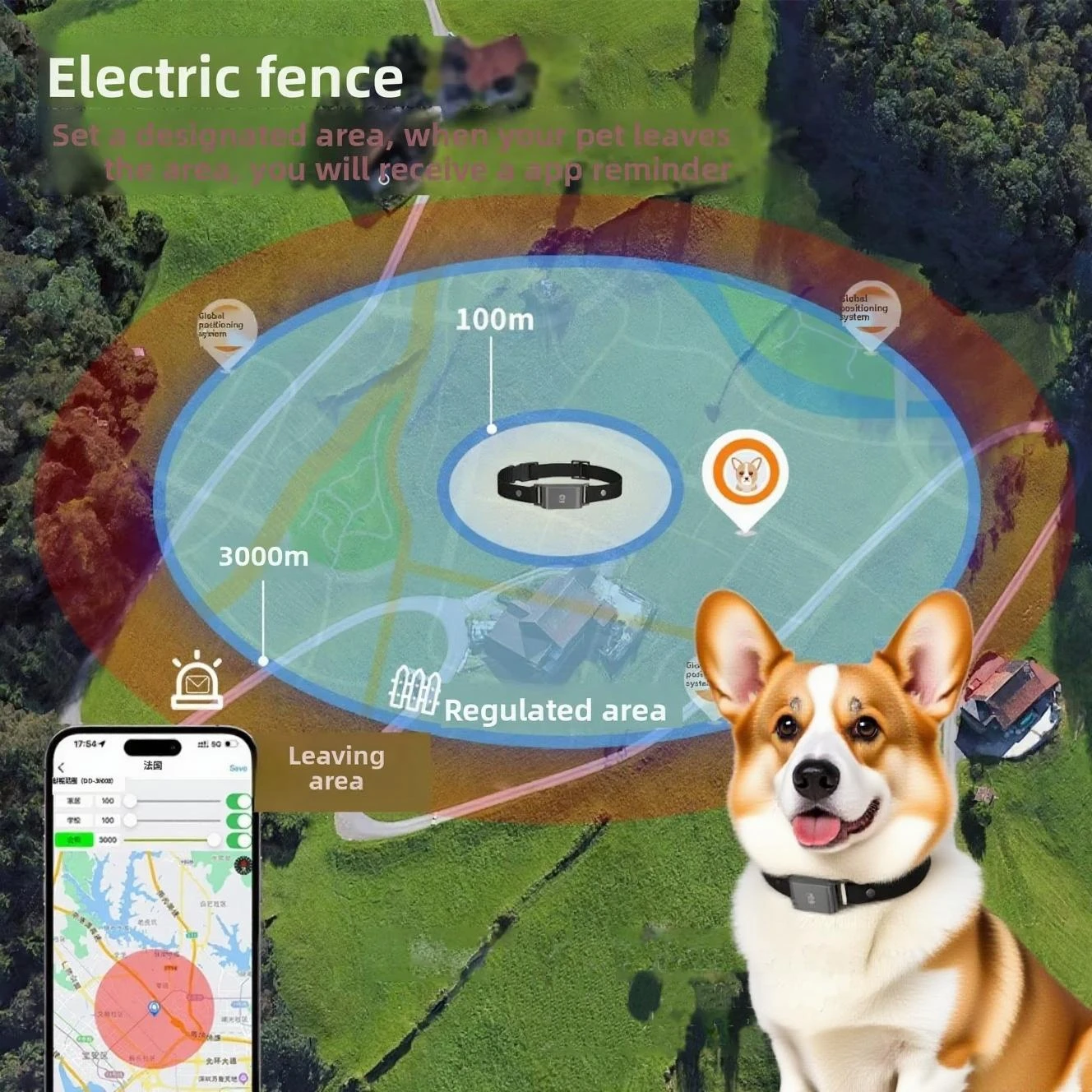 Paketkombination des neuen 4G Cat Anti-Lost Digital Fence Historical Traject Waterproof IP67 Global GPS Pet Tracker