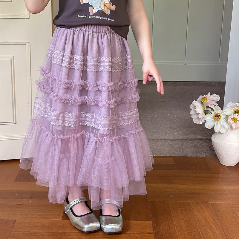 

Medium and Large Girls Fluffy Cake Fairy Gauze Skirt Thin Breathable Meat Impermeable Medium and Long Skirt