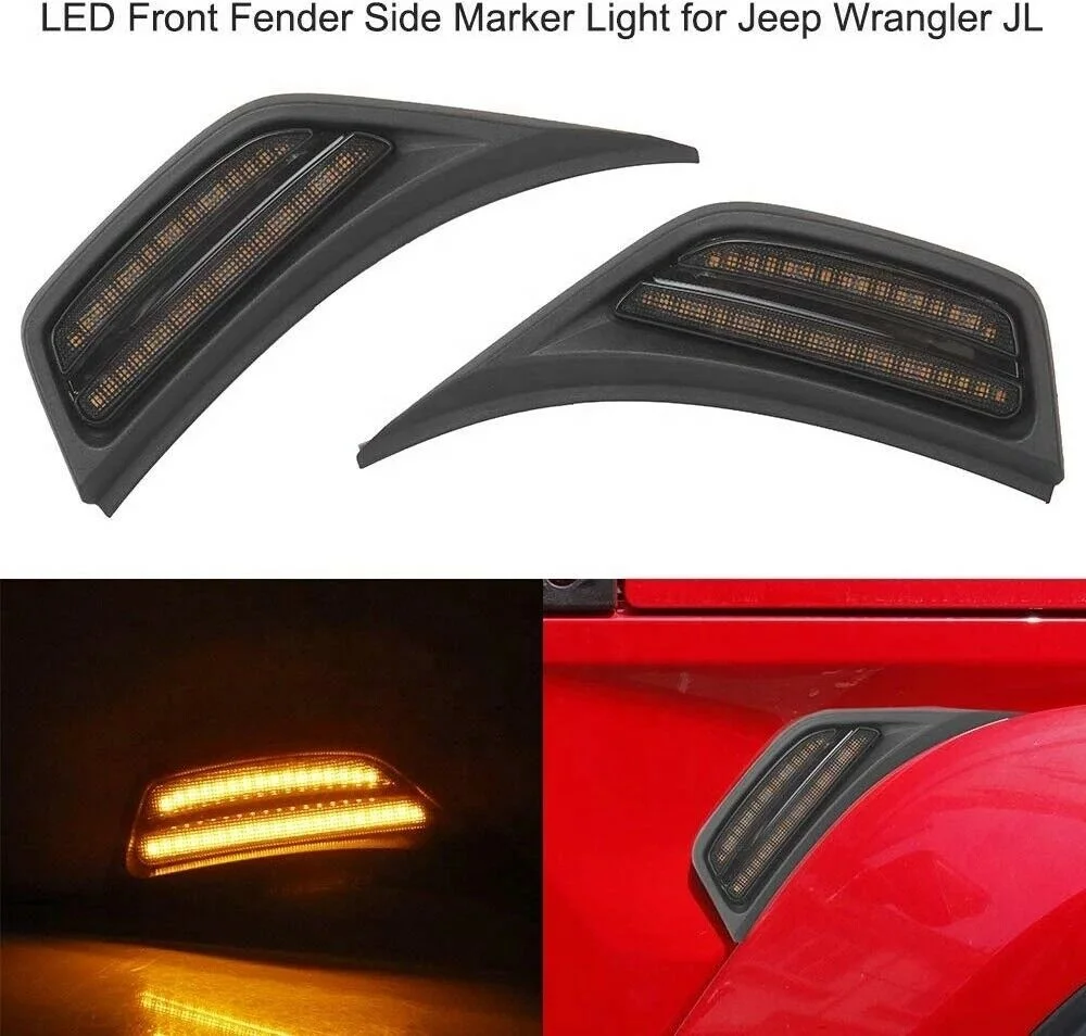 For 2018-2021 JL Front Fender Side Marker LED Light Turn Signal Lamp