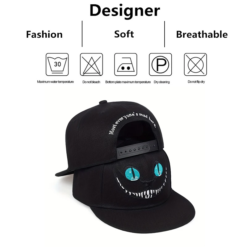 Cappelli hip-hop con ricamo gatto cartone animato unisex Primavera Autunno Berretti da baseball casual regolabili per esterni Cappello per protezione solare Berretto da golf sportivo