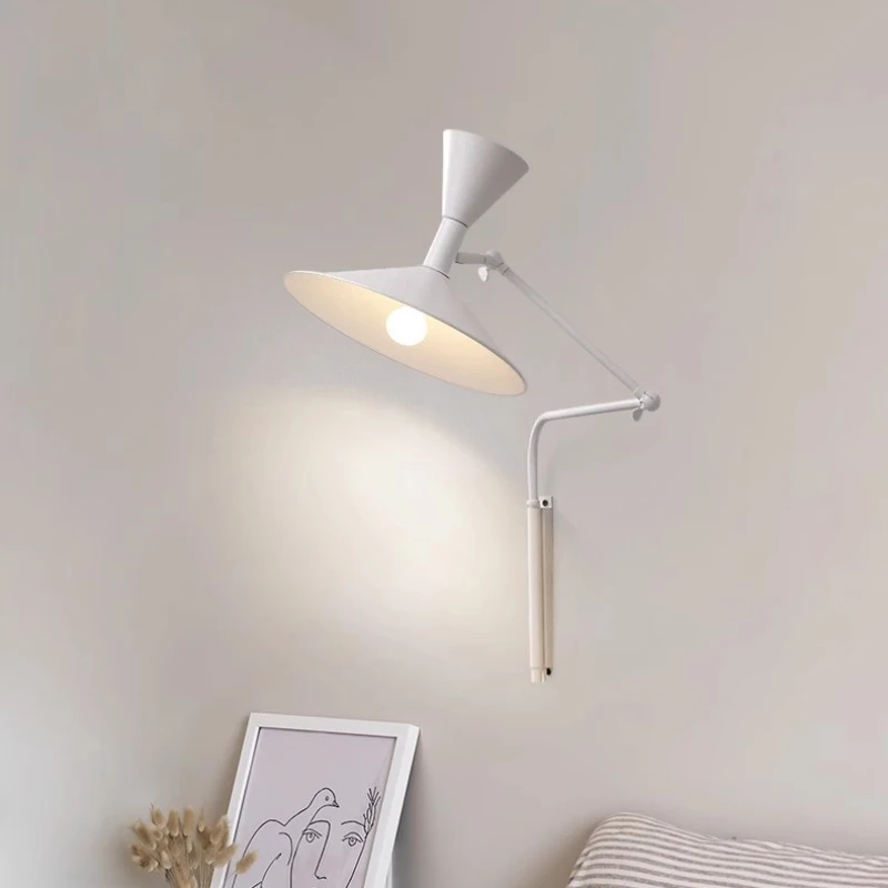 Imagem -03 - Led Dobrável Retrátil Longo Braço Lâmpada Modern Chifre Lâmpadas de Parede Rotatable Sala Estudo Quarto Cabeceira Leitura Luzes de Parede