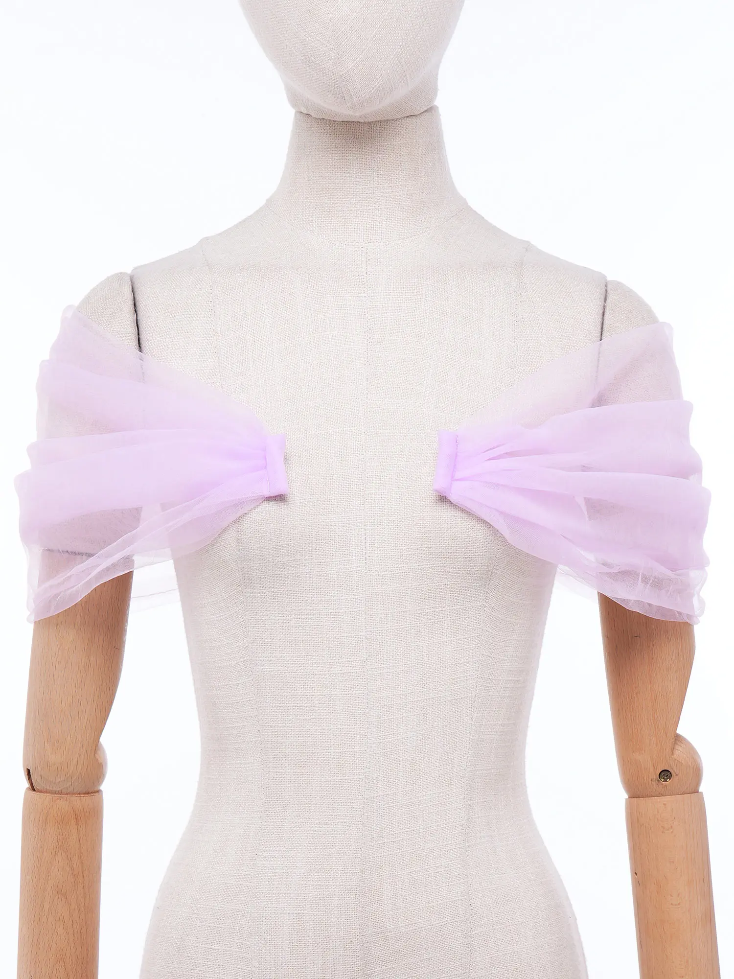 Women 1 Pair Detachable Ruched Tulle Puff Sleeves Bridal Wedding Sleeves Accessorie for Birthday Formal Party Evening Dress Gown