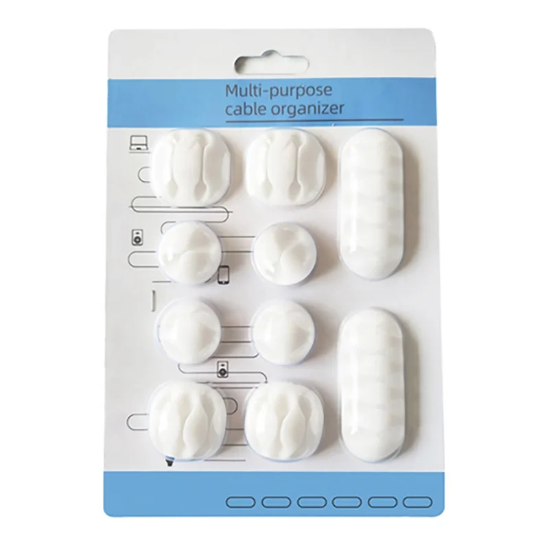 

10-Pack Cable Manager Organizer Holder Clips YT9081 for Car Home Appliance Desktop Phone Charging Wire Cord Plastic Material