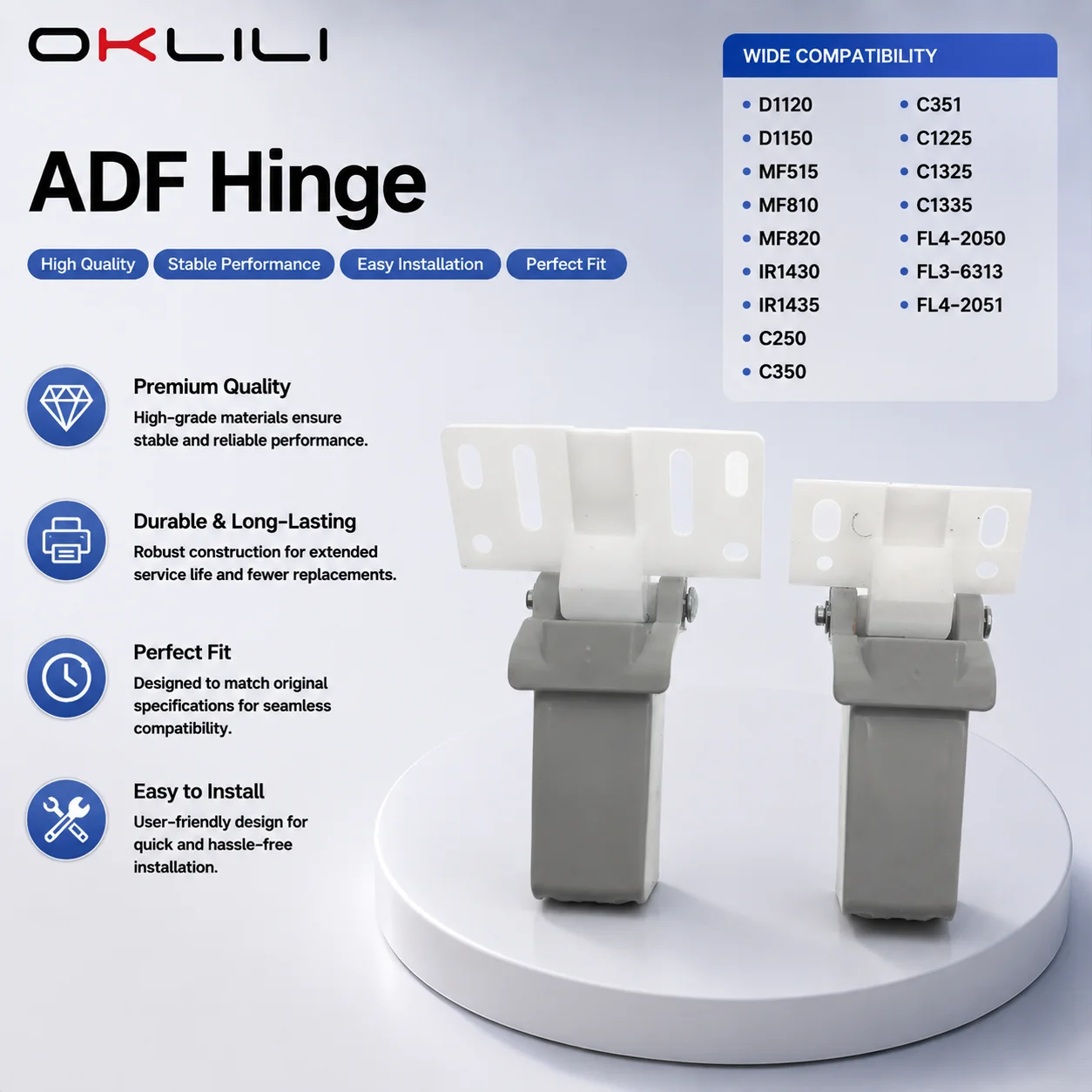 ADF Hinge Replacement for Canon D1120 D1150 MF810 MF820 MF515 IR1430 IR1435 C250 C350 C351 C1225 C1325 C1335 OKLILI