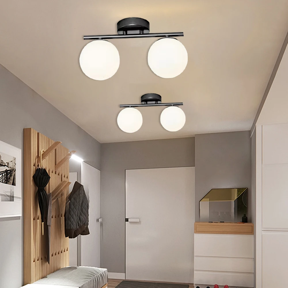 led-ガラスシーリングライト乳白ボールリビングルーム玄関廊下寝室トイレ研究チェックルーム屋内照明