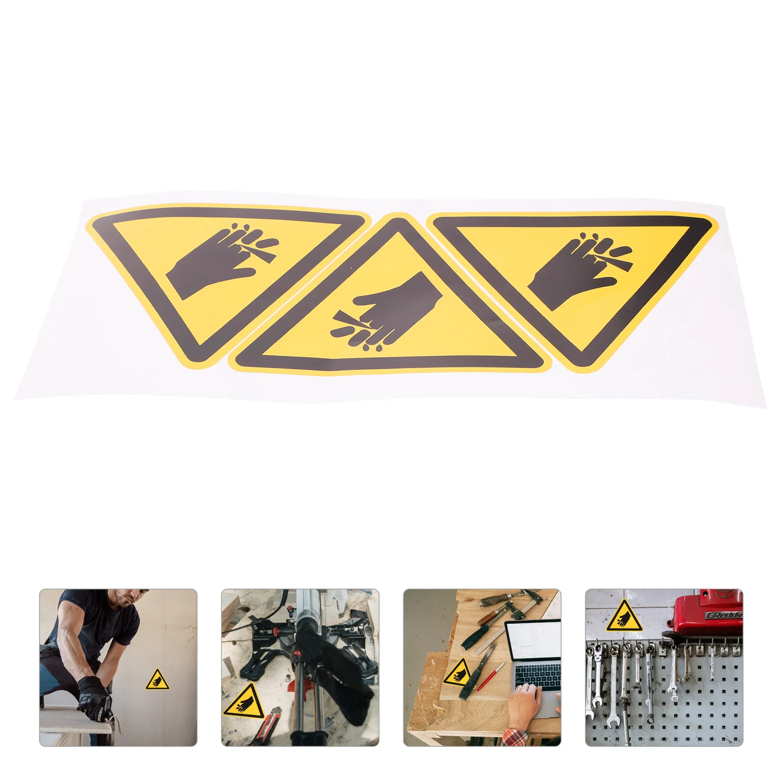 3 Pcs Labels Warning Stickers Sign for Machine Banner Hand Crushing Decals Careful Yellow Cutting No Vinyl