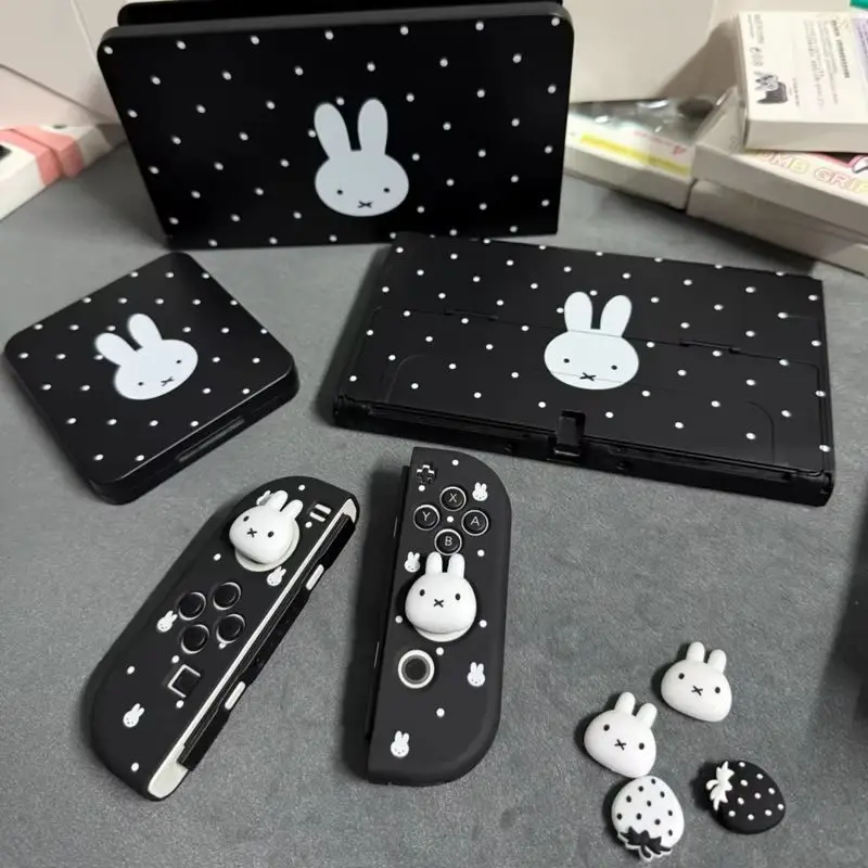 Miffy Polka Dot Protective Case For Nintendo Switch2 Oled Ns Lite Split Hard Shell Soft Grip Cover With Thumb Grips Cartoon Gift view 3