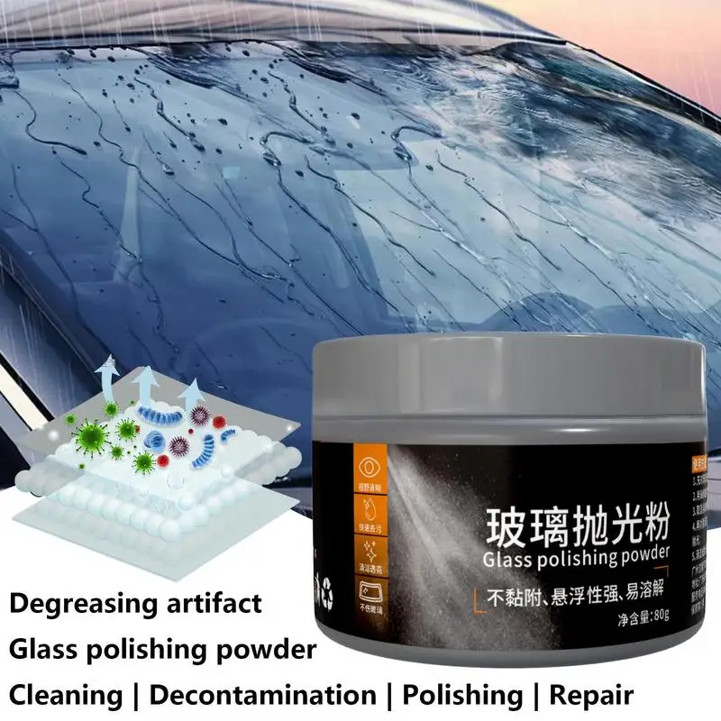 80g Car Glass Polishing Powder Window Windshield Scratch Remover Automotive Windscreen Repair Waxing Polish Cleaner Detergent