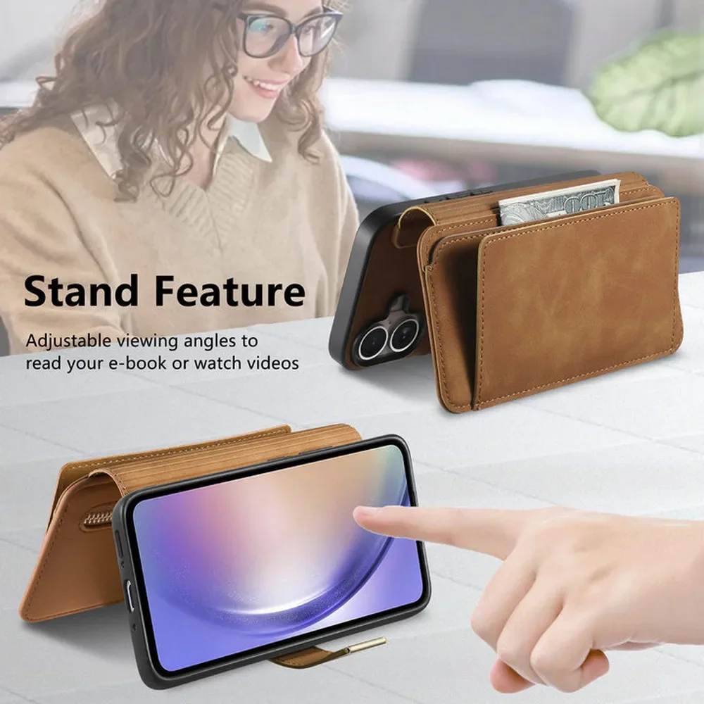 Etui z odpinanym portfelem na zamek, wykonane ze skóry, do modeli Xiaomi 17T, 15T, 14T, 13T Pro 5G. Luksusowe etui do Xiaomi 17T, Mi 13T, 14T, 15T, 15, etui 2 w 1. — zdjęcie produktu 2