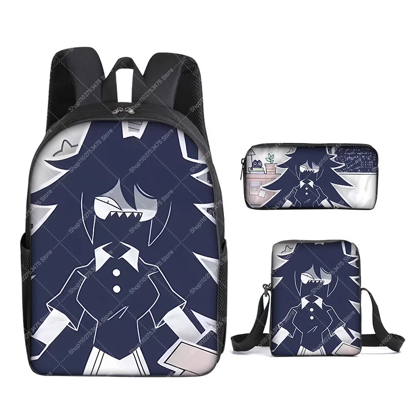 

3PCS Fundamental Paper Education Cartoon Printed Backpack Anime Cute Pencil Bag Creative Cross Body Bags Casual Stationery Gifts