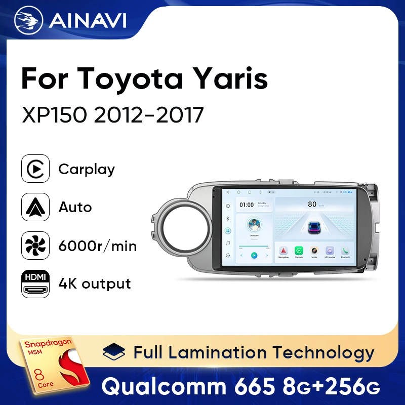 

Ainavi Car Radio Android Multimedia For Toyota Yaris 2012-2017 XP150 Wireless Carplay Android Auto GPS 4G Autoaudio HDMI 2 Din