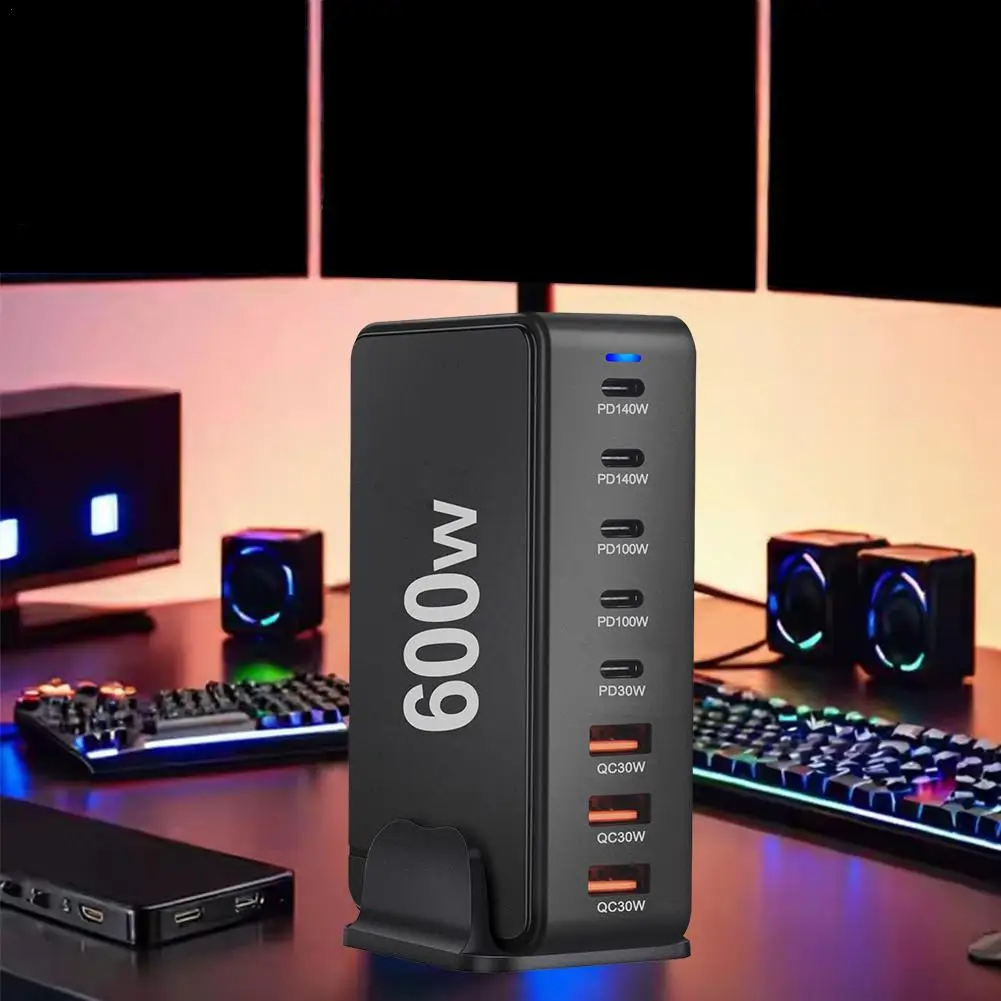

2024 НОВОЕ 500 Вт Fast Charge 3.0 USB Type C Мобильное 8-портовое зарядное устройство 6C2A PD Удобное для переноски зарядное устройство для планшета