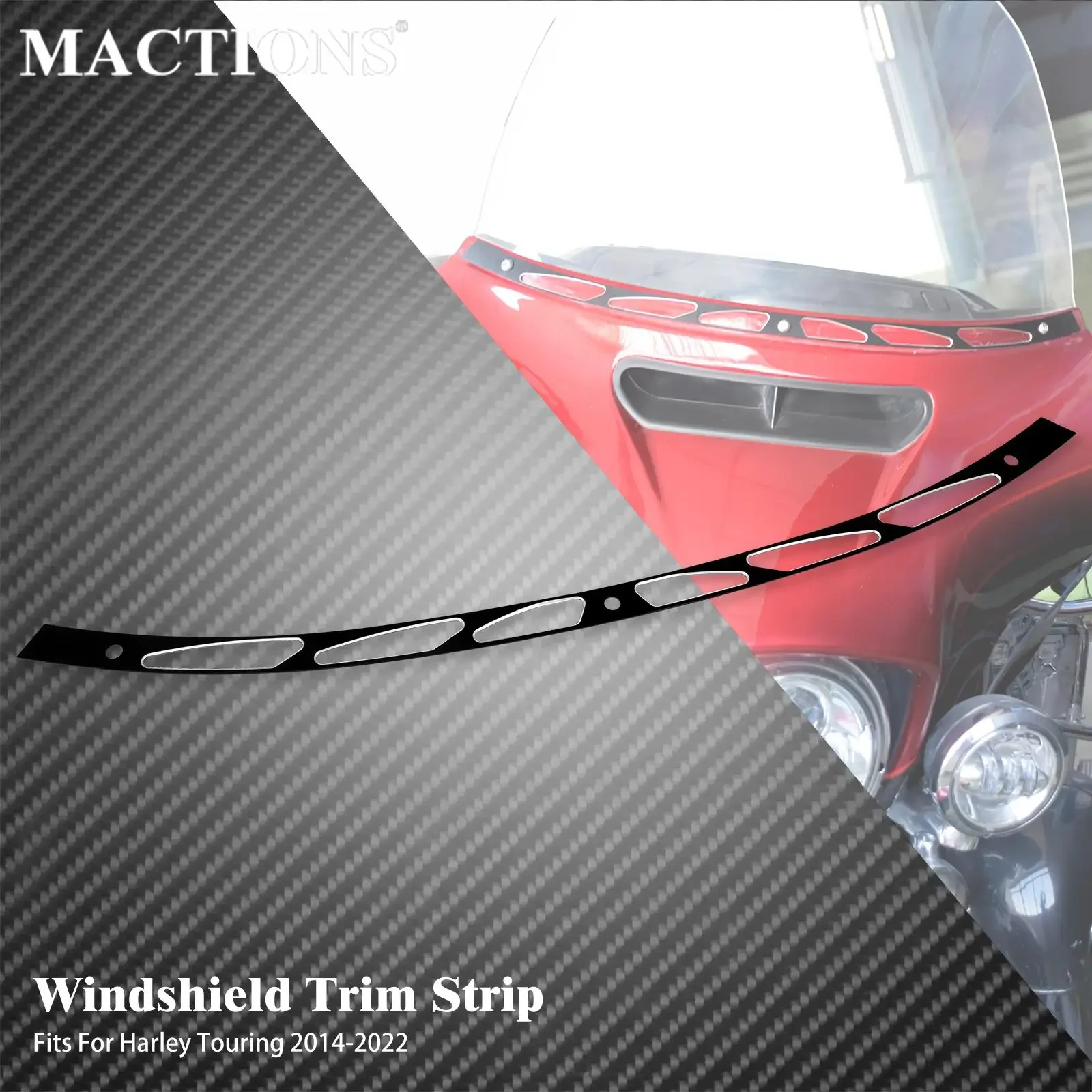 

Motorcycle Black Windshield Windscreen Trim CNC For Harley Touring Electra Glide Street Glide Ultra Limited Tri Glide 2014-2022