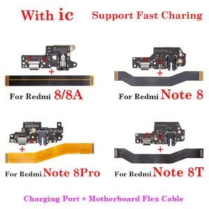 Bilashmart 1set USB Charging Port Support Fast Quick Dock Charge Board + Mother Mian Board Flex Cable Xiaomi Redmi 8 8A Note 8 Pro 8T