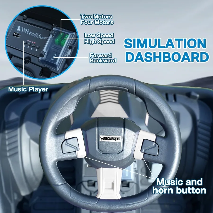 Brinquedo de passeio de 24V para veículos elétricos grandes Brinquedo de corrida ao ar livre com 4 motores fortes Total de alto-falante Bluetooth de 300W e 24V 7AH grande