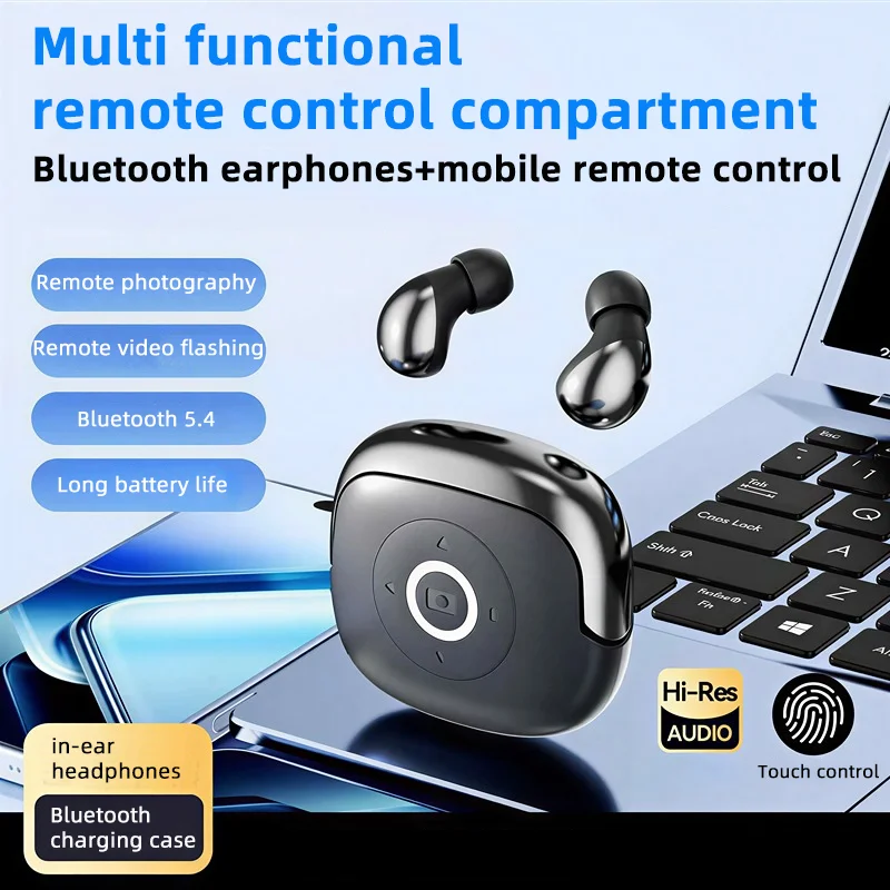 

Mini Bluetooth Earphone Bluetooth Remote Control Compartment Remote Control Photography Remote Control Video Flashing Headset
