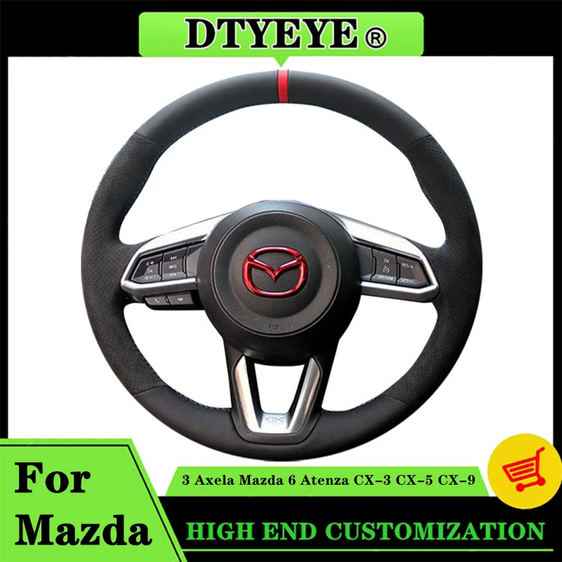 

Car Steering Wheel Cover For Mazda 3 Axela 2017-2018 Mazda 6 Atenza CX-3 CX-5 CX-9 Suede Genuine Leather Steering Wheel Braid