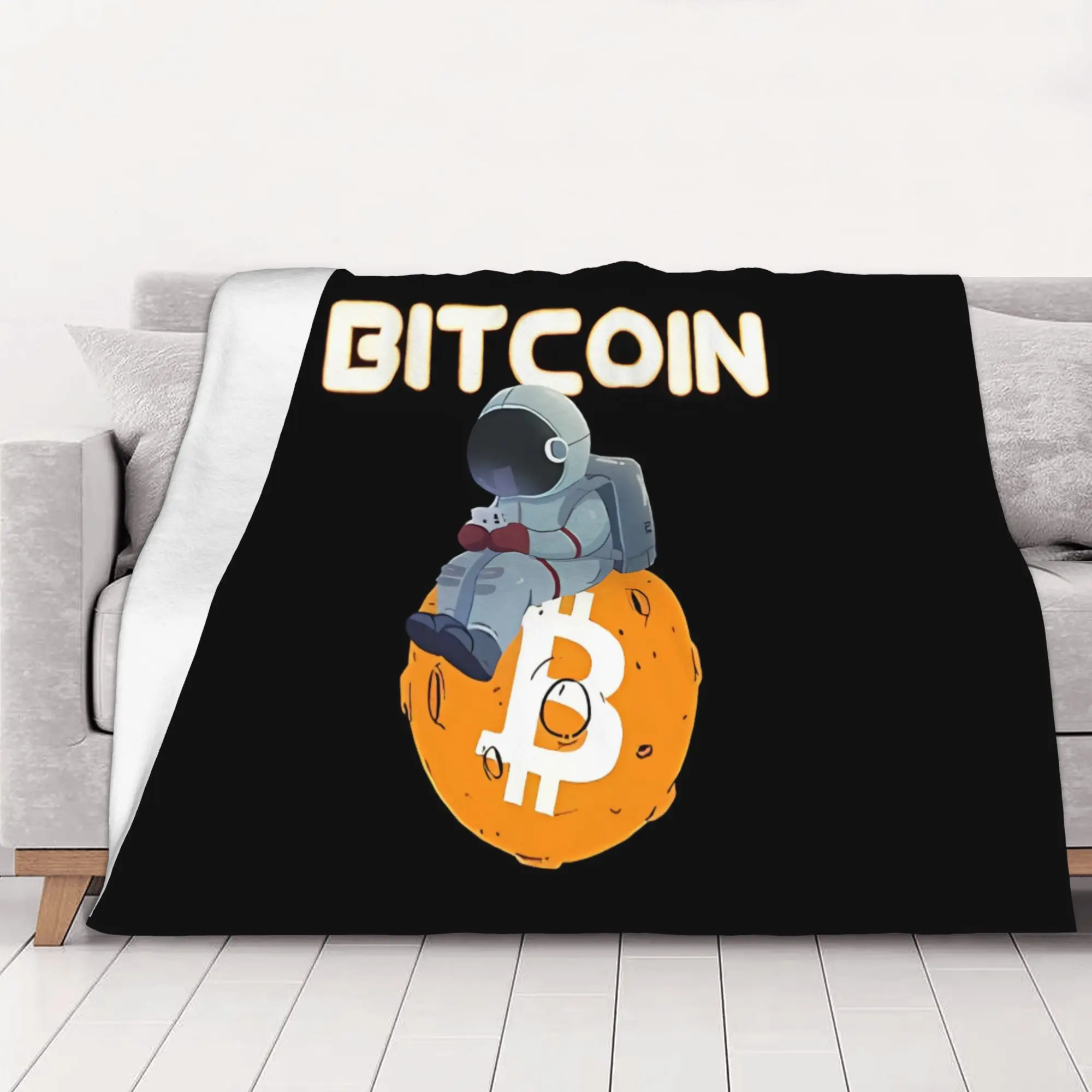 1PC home Cutecore Moon Man Planet Bitcoin BTC Crypto Bitcoin Blanket Super Cosy Plush Home Living Room Sofa halloween